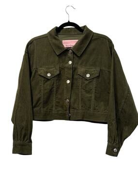 Juicy Couture Cropped Corduroy Jacket Green